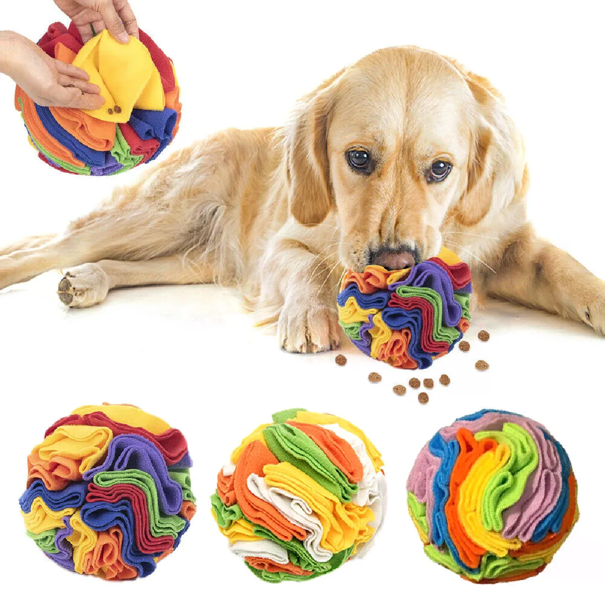 Meilleurs prix pour Balle de puzzle reniflante pour chiens, jouet interactif, balle portable pour animaux, encourageant l'entraînement éducatif, jouets pour bols pour chiens~03555