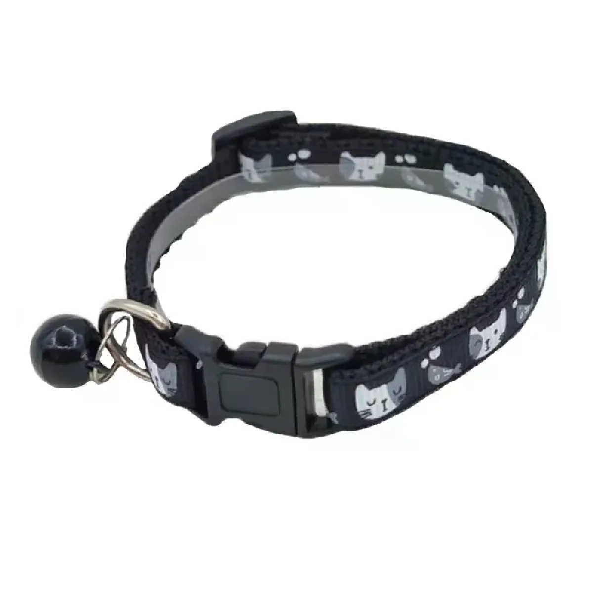 Collier pour chat, imprimé dessin animé coloré, collier pour chiot avec cloches, collier réglable en nylon avec boucle, accessoires pour animaux de compagnie~01526