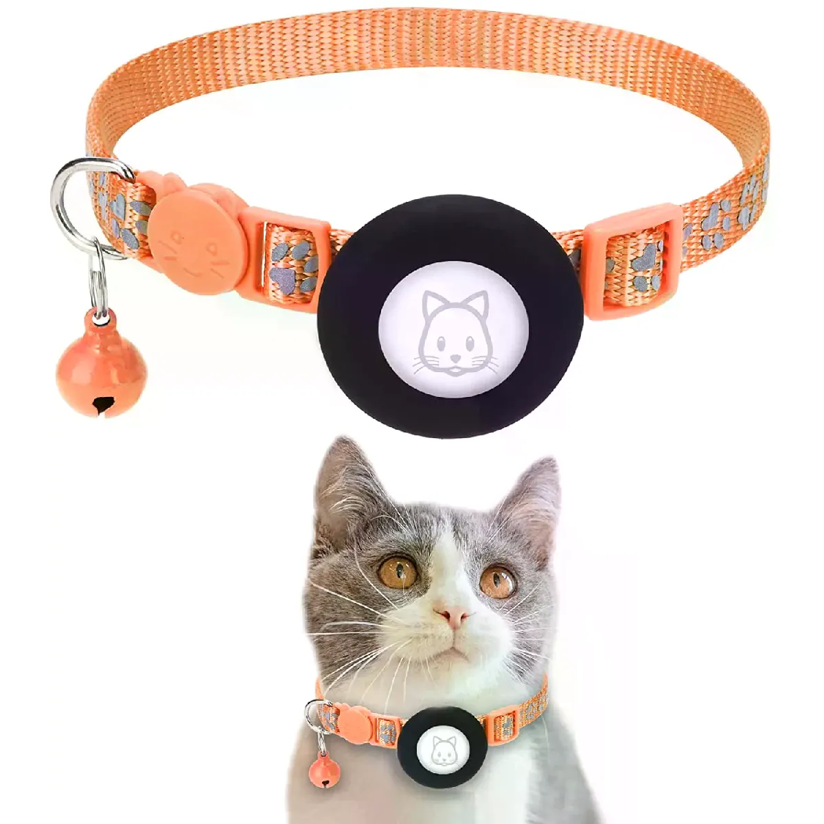 Meilleurs prix pour Étui pour Apple Airtag, collier pour chat avec clochette, collier pour chien en nylon réfléchissant, localisateur GPS, produits pour animaux de compagnie, traqueur de localisation~01546