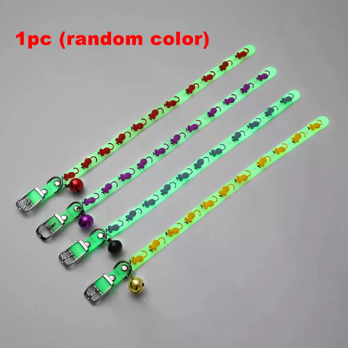 Collier lumineux pour chat, collier anti-perte pour petits chiens, collier fluorescent en silicone avec anneau d'étanchéité et clochette, accessoires pour animaux de compagnie~00305