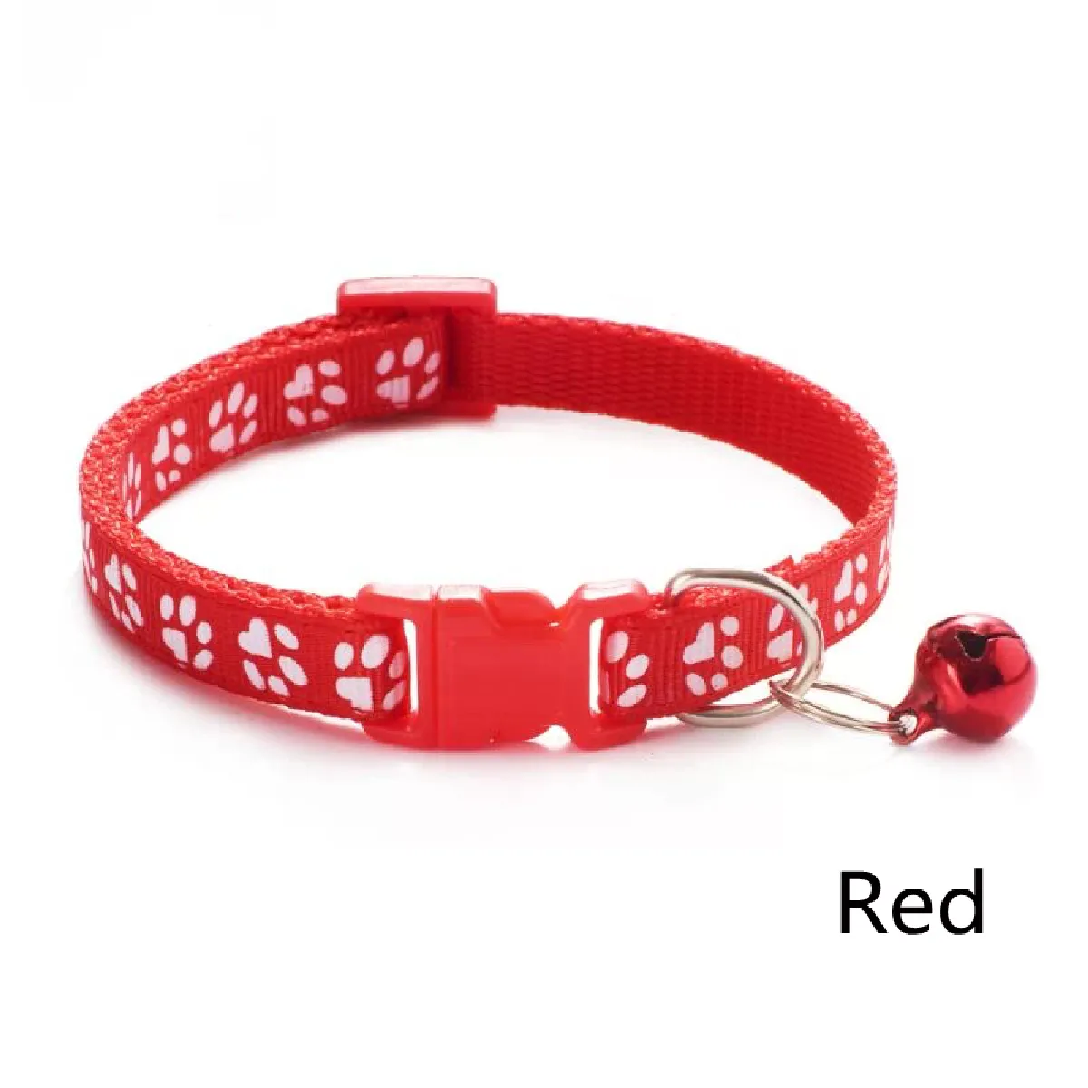 Meilleurs prix pour Collier pour animaux de compagnie avec clochette, accessoires d'empreintes de pattes de chien, chiot, chat, anneau de sécurité réglable, collier pour animaux de compagnie~00476
