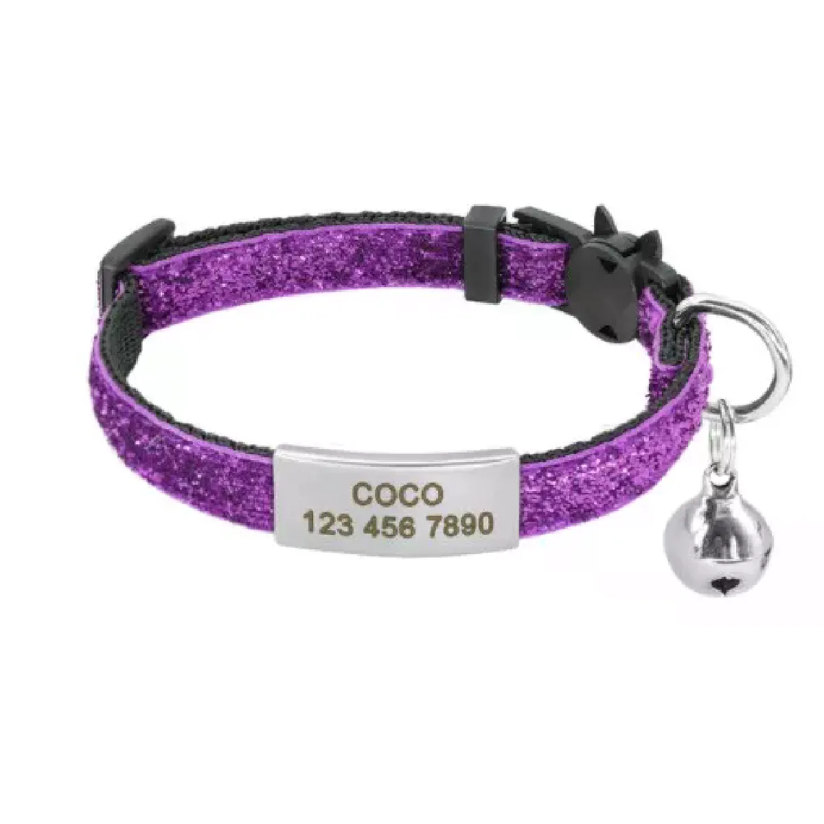 Collier pour chat à dégagement rapide, magnifique, personnalisé, en nylon, avec étiquette gravée, pour petits animaux de compagnie, largeur 1 cm~00819