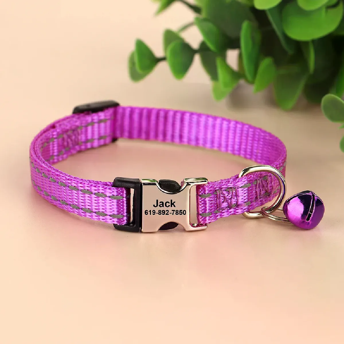 Meilleurs prix pour Collier réfléchissant personnalisé pour chat, en nylon, avec clochette, gravure gratuite, pour petits chiens, chihuahuas, 10 couleurs~00235