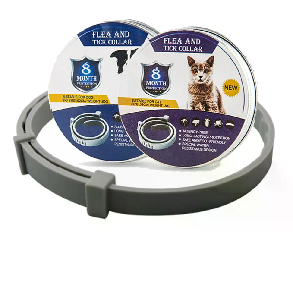 Comparer les prix de Collier anti-puces et anti-tiques pour chiens et chats jusqu'à 8 mois Collier anti-puces et anti-tiques pour moustiques et insectifuge Collier pour chat à détachement~01577