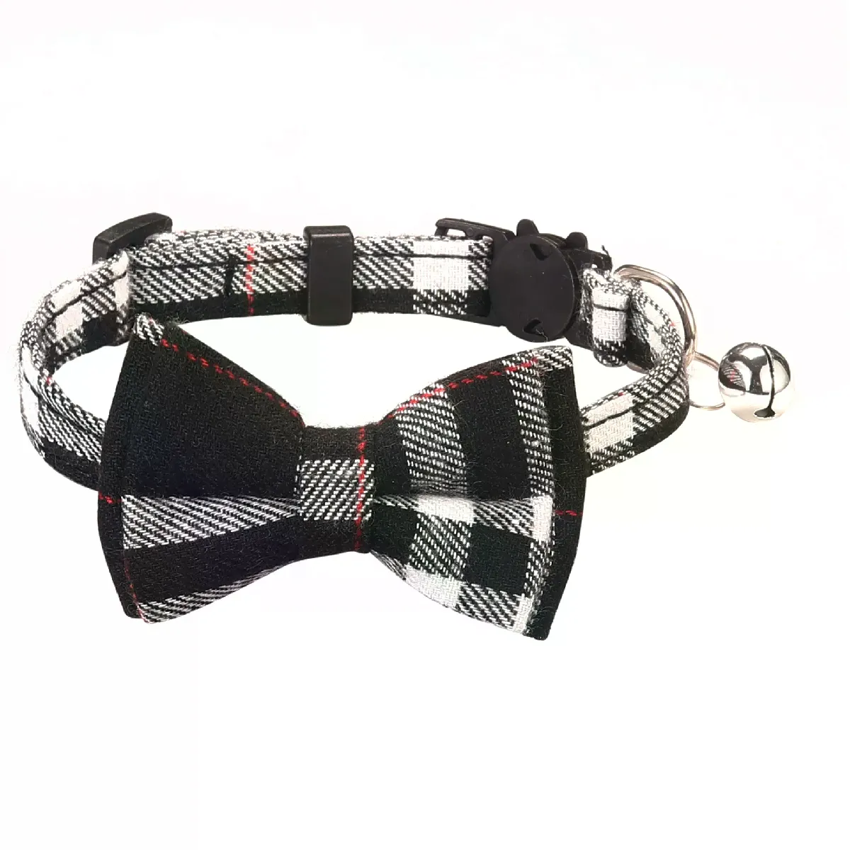 Meilleurs prix pour Collier pour chat Pet Breakaway nœud papillon et clochette mignon foulard de Noël rouge collier élastique réglable avec ceinture petite cloche pour chats~01625