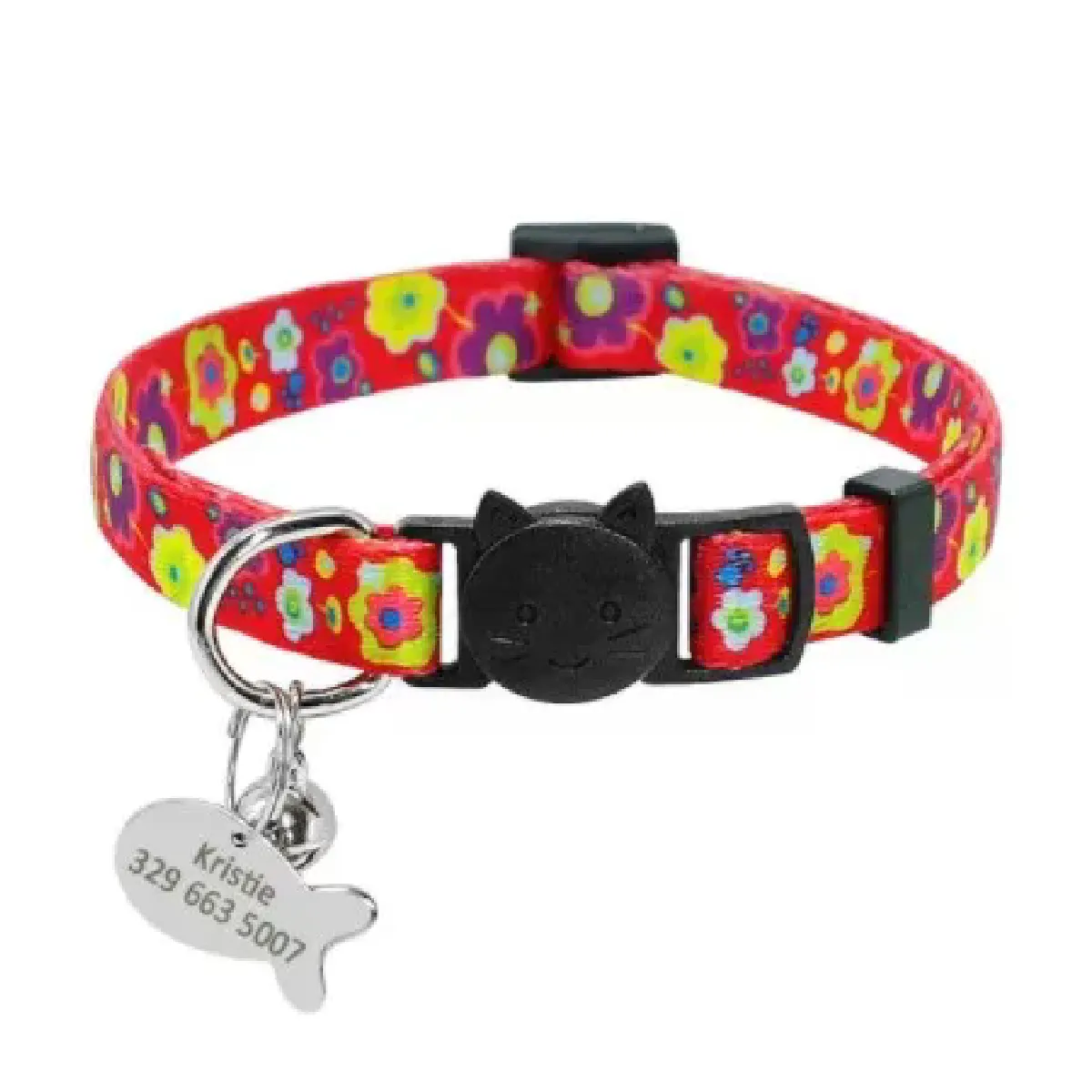 Meilleurs prix pour Collier pour chat à dégagement rapide, magnifique, personnalisé, en nylon, avec étiquette gravée, pour petits animaux de compagnie, largeur 1 cm~00972