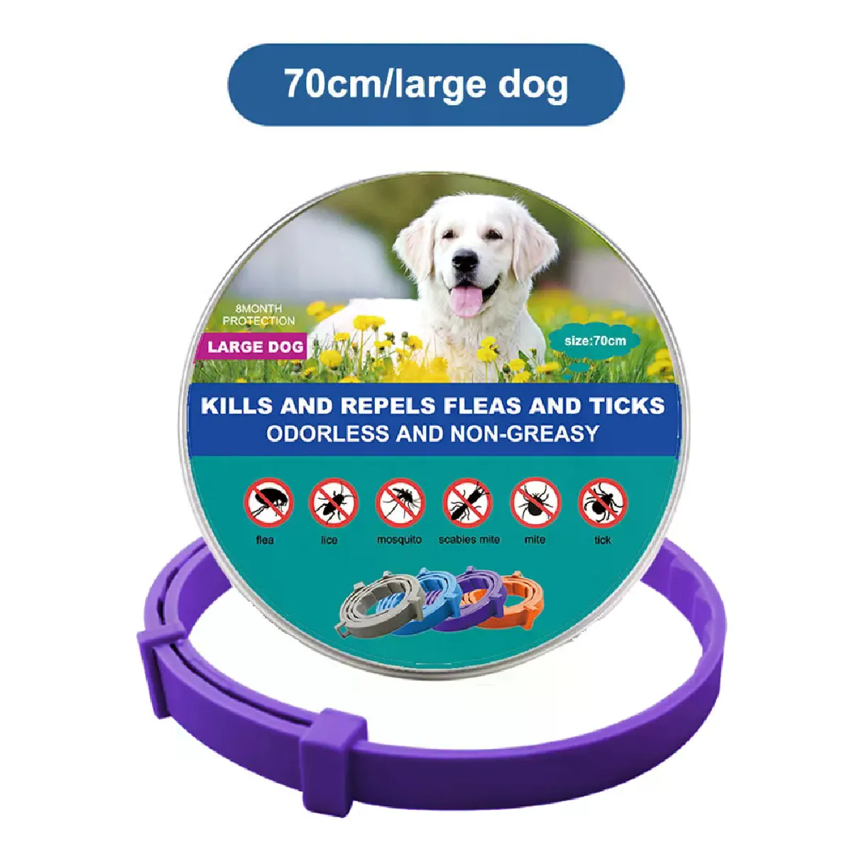 Comparer les prix de Nouveau collier pour chat, collier vétérinaire anti-puces et anti-tiques pour chiens et chats, collier antibactérien pour grands et petits chiens~00146