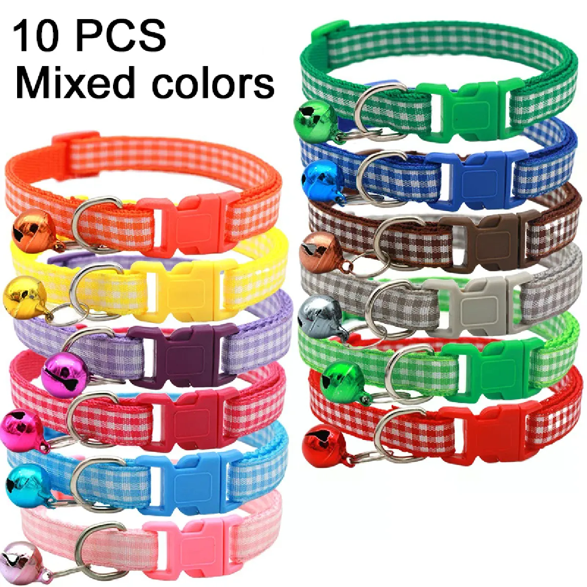 Meilleurs prix pour Lot de 10 colliers pour chat en gros, collier réglable avec clochette, collier coloré pour chat pour chiot et chat, livraison directe~00491