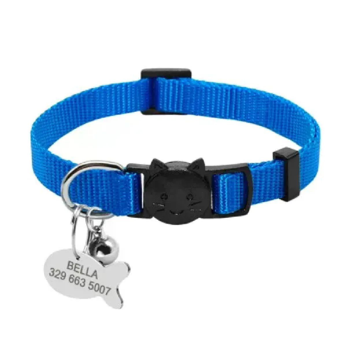 Collier pour chat à dégagement rapide, magnifique, personnalisé, en nylon, avec étiquette gravée, pour petits animaux de compagnie, largeur 1 cm~00967