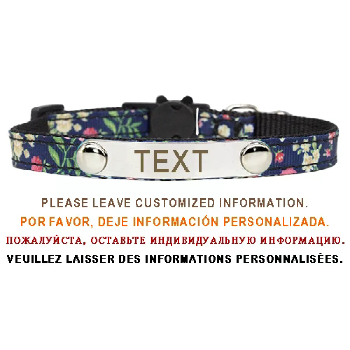 Comparer les prix de Collier de sécurité pour chat avec identification personnalisée, réglable, plaque signalétique personnalisée, gravure gratuite, en acier inoxydable et nylon~01400