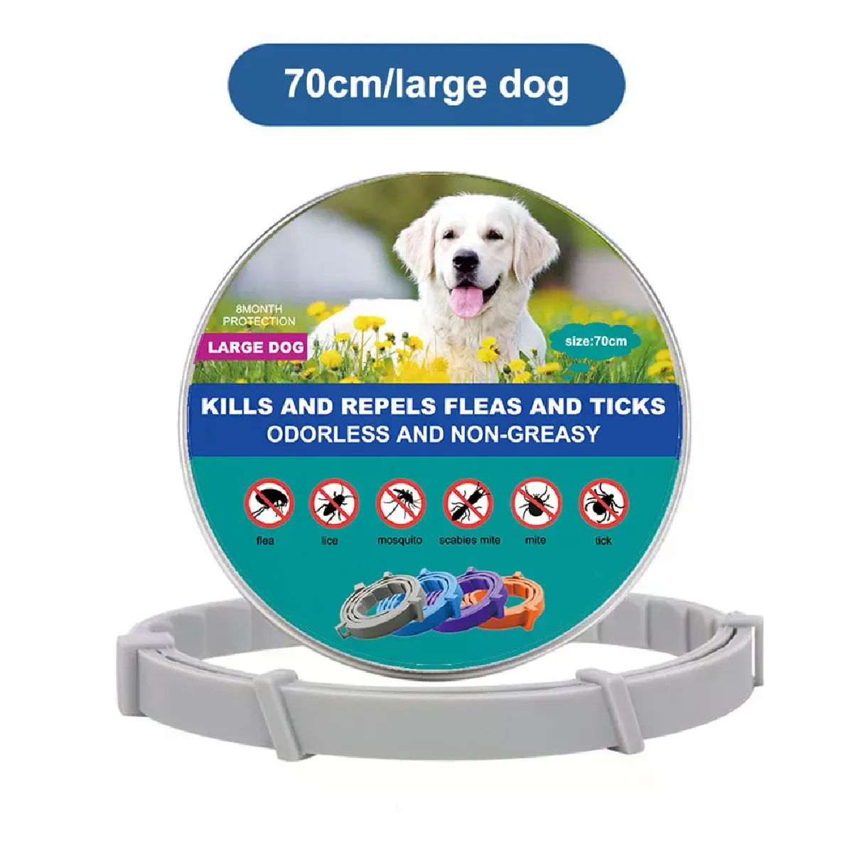 Nouveau collier pour chat, collier vétérinaire anti-puces et anti-tiques pour chiens et chats, collier antibactérien pour grands et petits chiens~00131