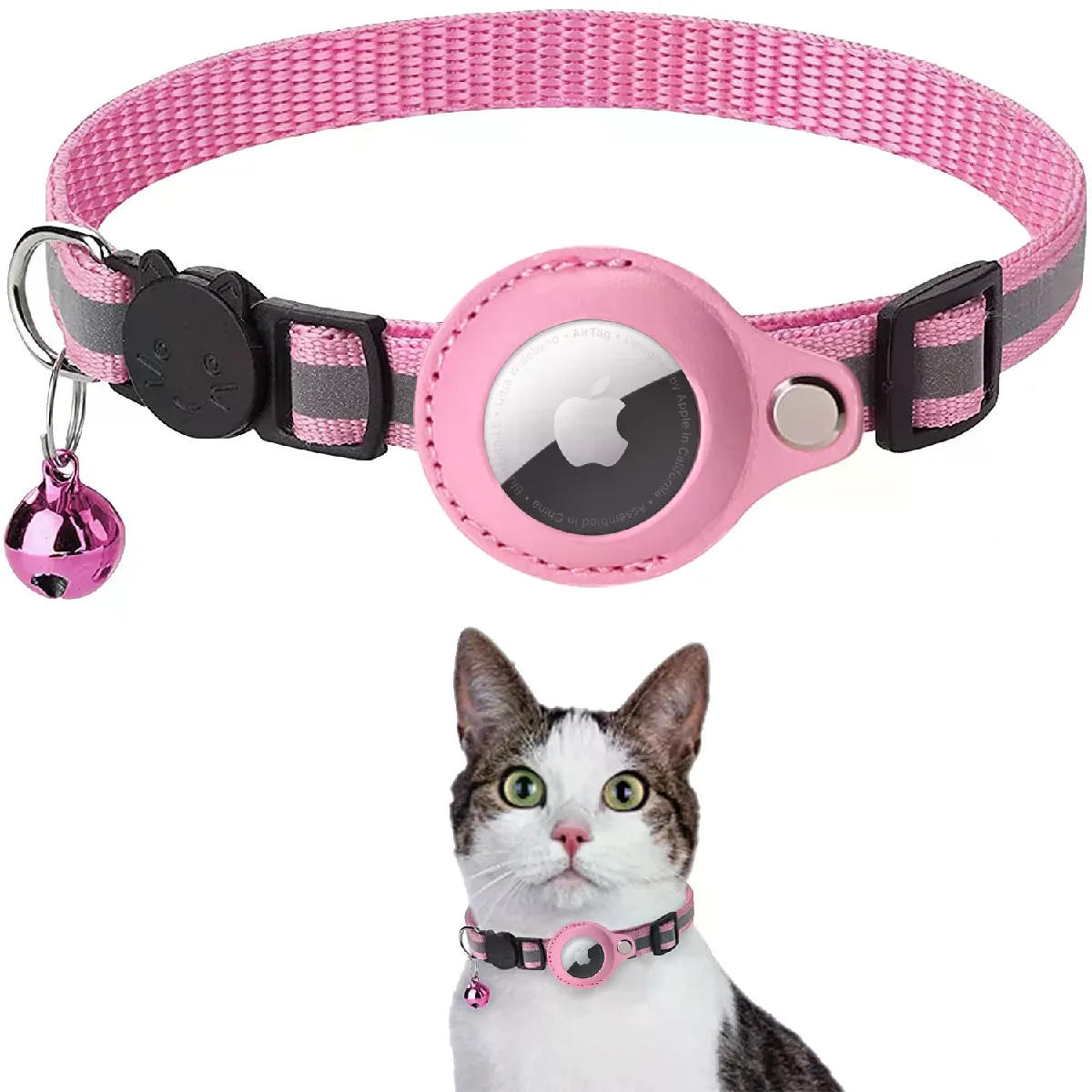 Étui Airtag pour collier pour chats avec housse de protection pour le localisateur anti-perte Accessoires de suivi pour chiens colliers pour animaux de compagnie réfléchissants~01781