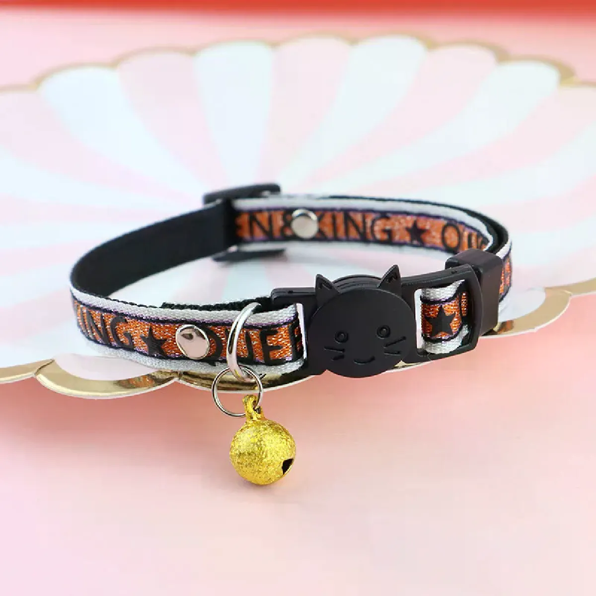 Collier pour chat réglable avec franges et cloches, collier pour animaux de compagnie décoré de carreaux colorés, motif jacquard, colliers pour chat, fournitures pour chiens~01761