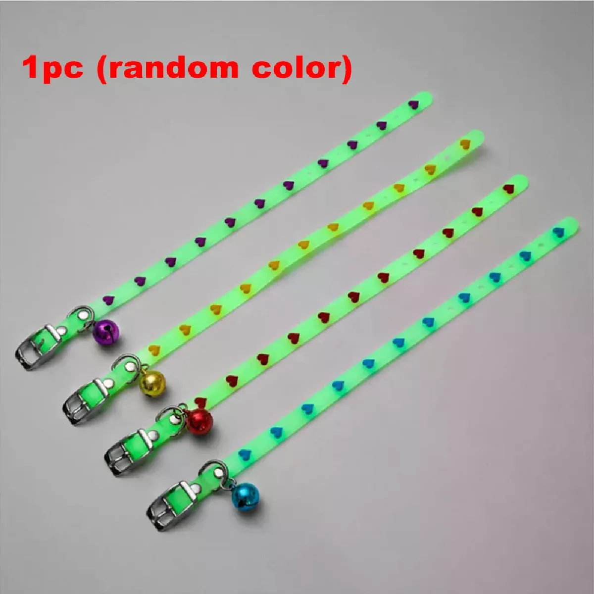 Collier lumineux pour chat, collier anti-perte pour petits chiens, collier fluorescent en silicone avec anneau d'étanchéité et clochette, accessoires pour animaux de compagnie~00306