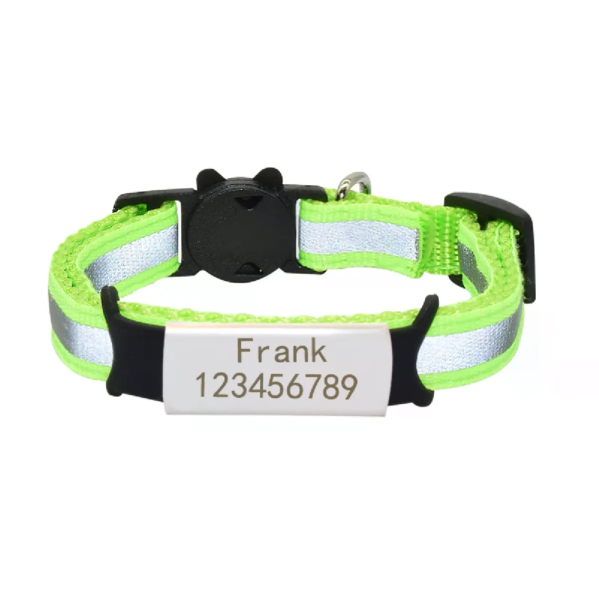Meilleurs prix pour Collier pour chat avec plaque signalétique réfléchissante personnalisée, clochette, étiquette d'identification gravée en nylon de sécurité personnalisée, collier pour chat, collier pour chaton~00908