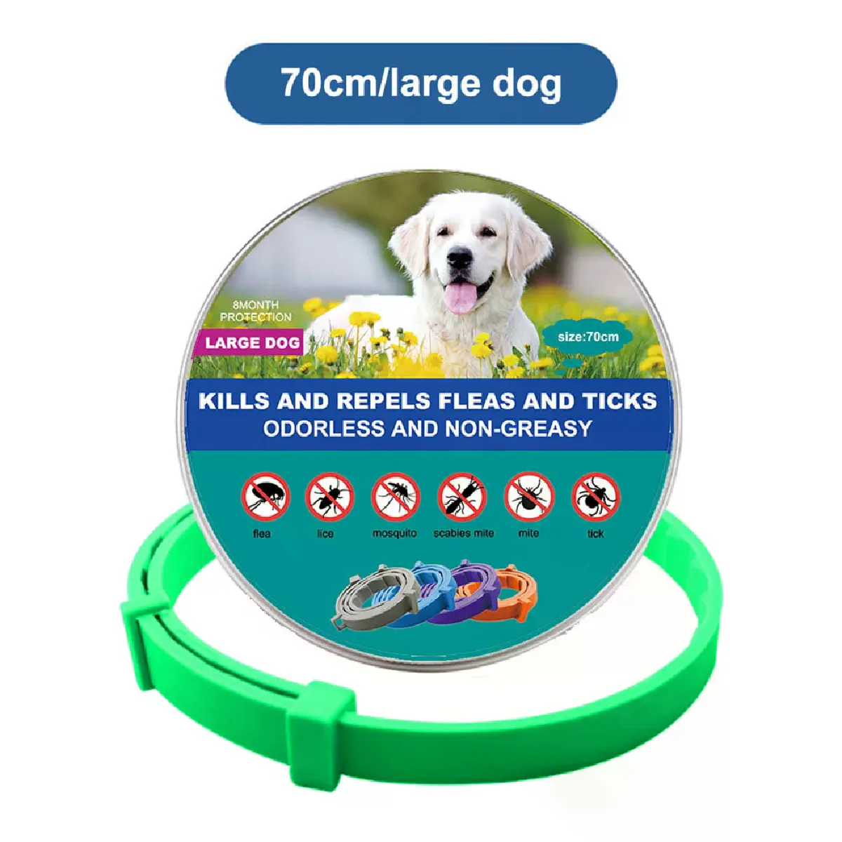 Comparer les prix de Nouveau collier pour chat, collier vétérinaire anti-puces et anti-tiques pour chiens et chats, collier antibactérien pour grands et petits chiens~00143