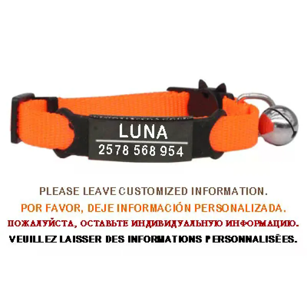 Collier de chat personnalisé avec gravure de clochette et sécurité détachable pour petits chiens, en nylon, réglable pour chiots et chatons~00118