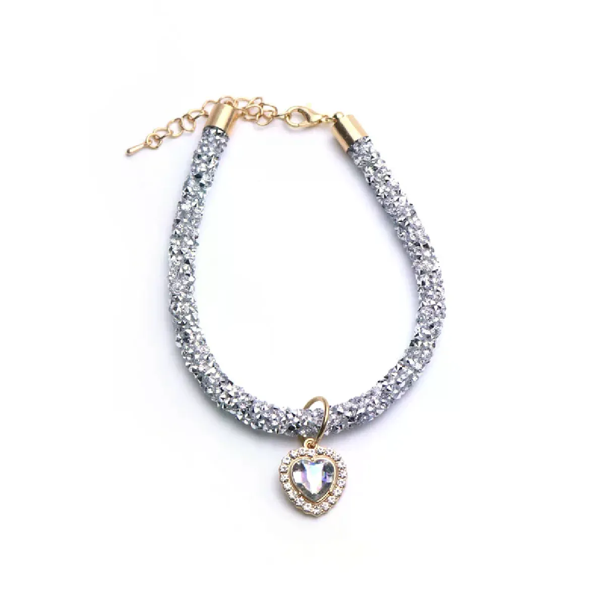 Meilleurs prix pour Collier de luxe en cristal pour chat, pendentif en forme de cœur, strass réfléchissants, réglable, accessoires pour animaux de compagnie~00508