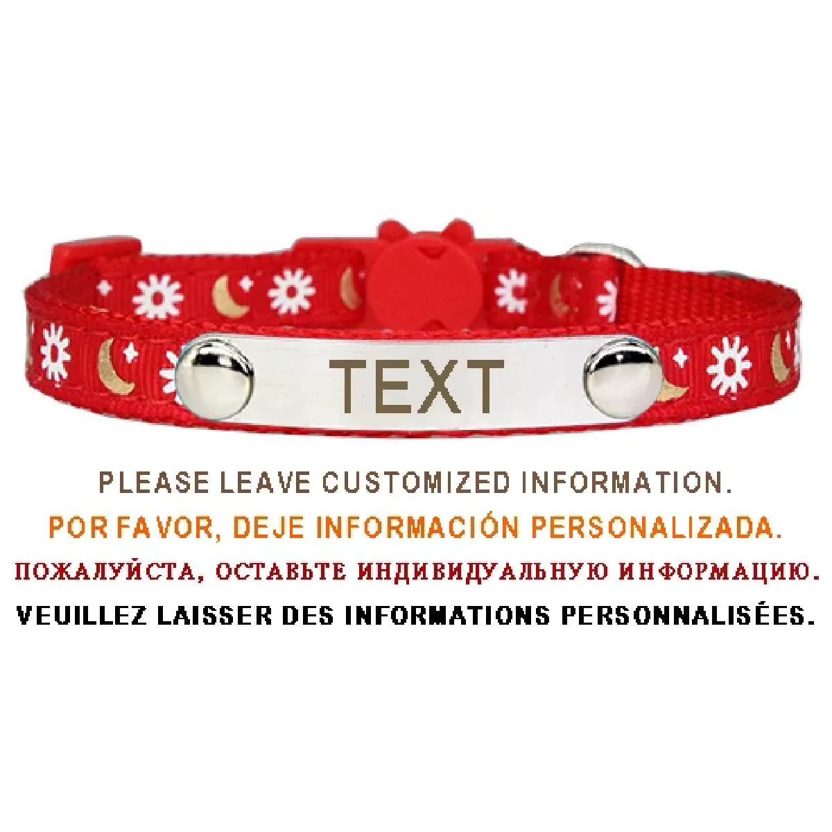 Collier de sécurité pour chat avec identification personnalisée, réglable, plaque signalétique personnalisée, gravure gratuite, en acier inoxydable et nylon~01401