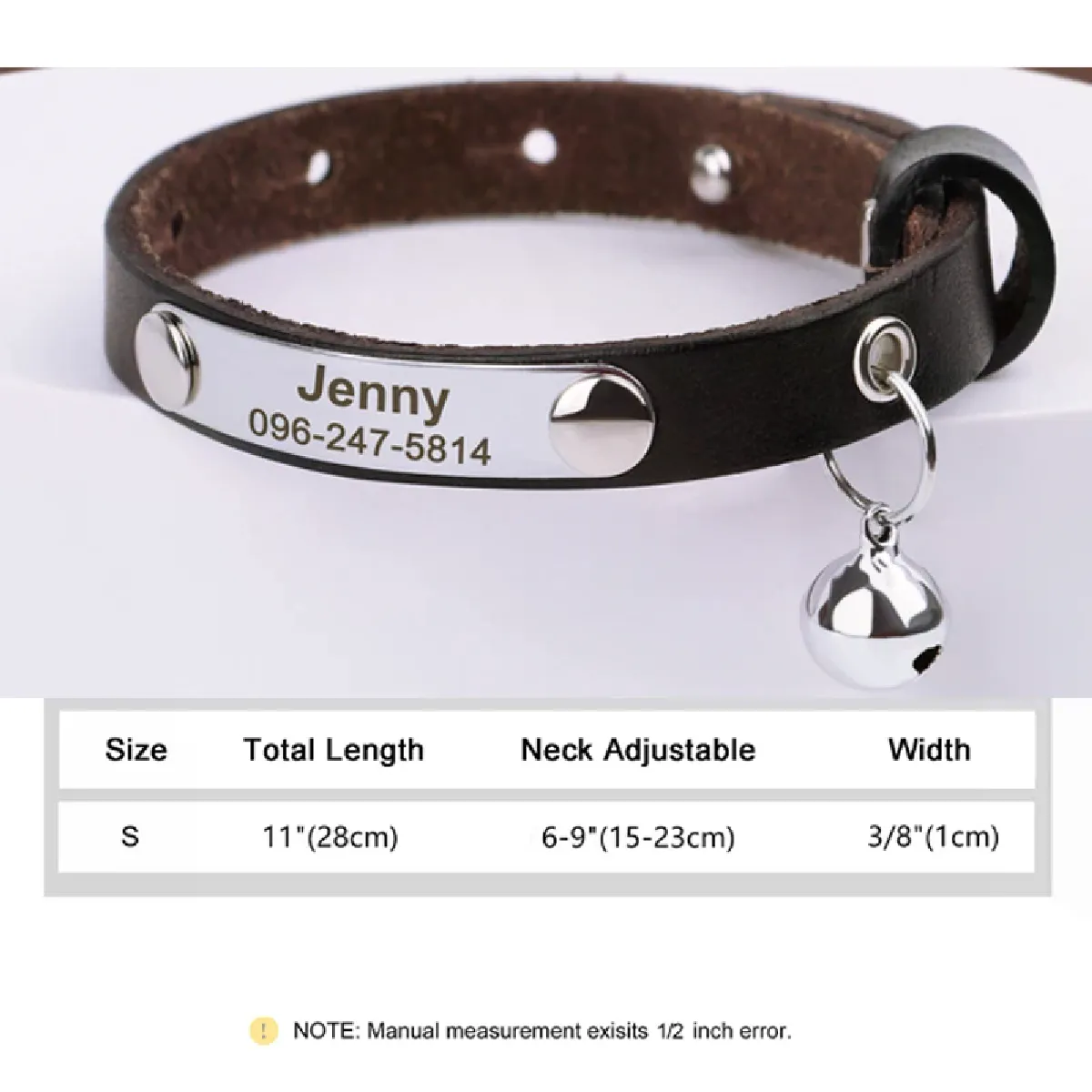 Collier personnalisé en cuir pour chat/chien Bling Nom personnalisé ID Chaton Collier pour chien Colliers Accessoires pour animaux de compagnie pour chats pour petits chiens Yorkie~00721