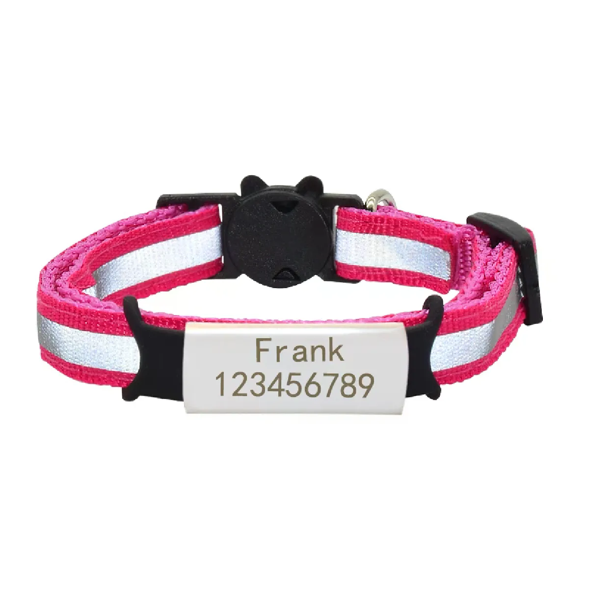 Comparer les prix de Collier pour chat avec plaque signalétique réfléchissante personnalisée, clochette, étiquette d'identification gravée en nylon de sécurité personnalisée, collier pour chat, collier pour chaton~00911