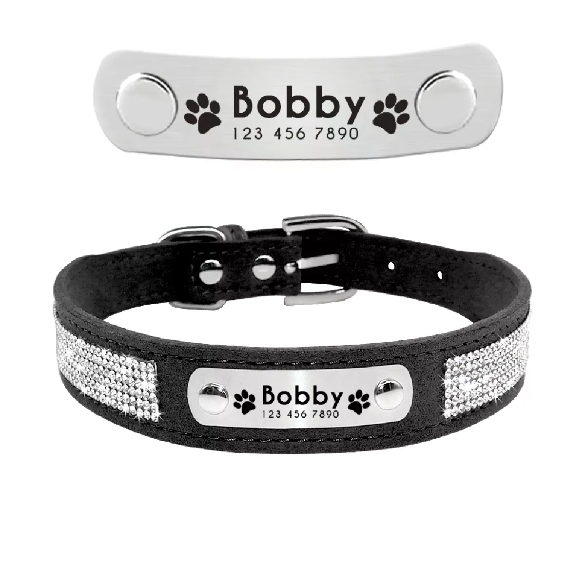 Meilleurs prix pour Collier en cuir pour chat, collier personnalisé pour chiots, petits chiens, chatons, plaque signalétique, gravure gratuite, réglable~00449