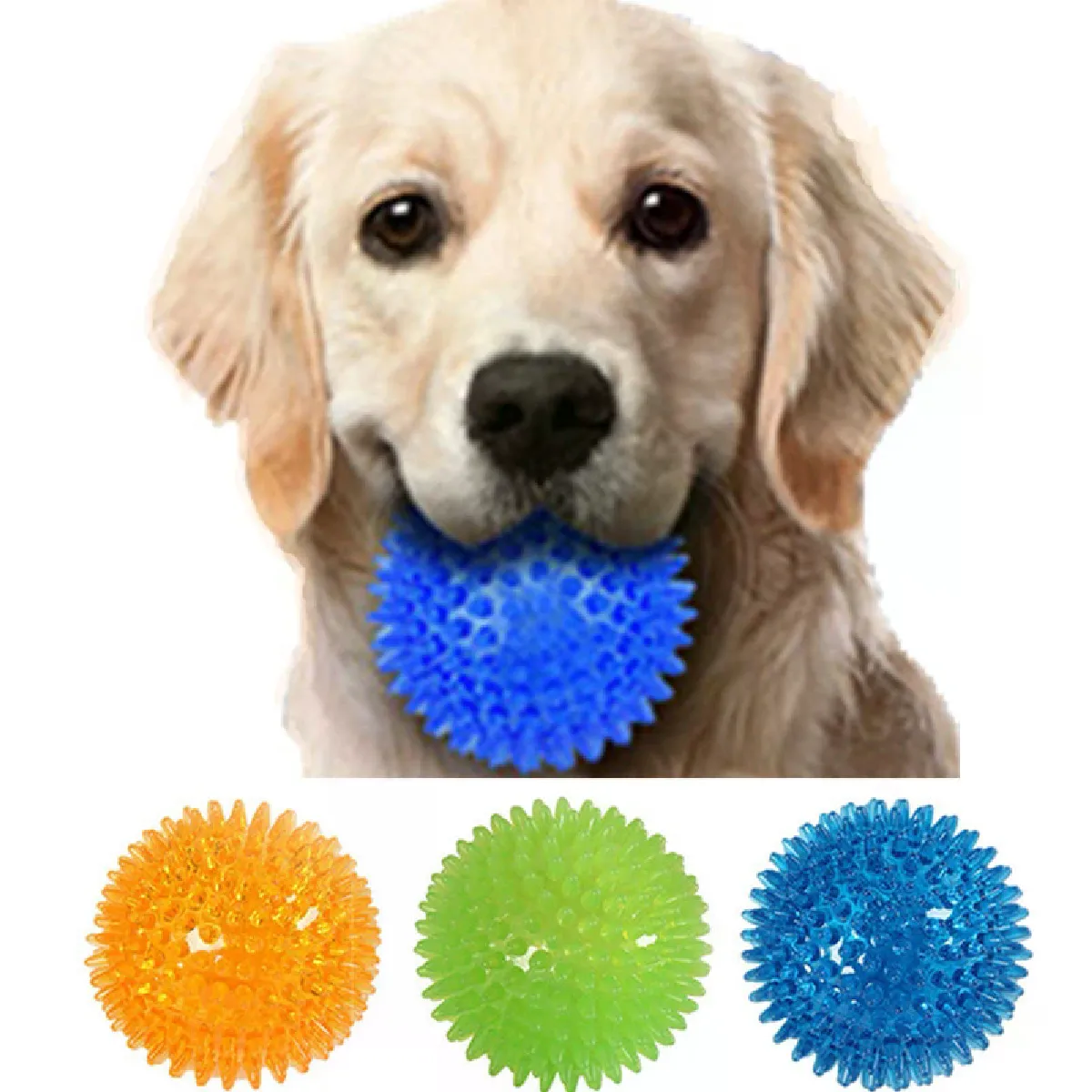 Comparer les prix de Jouets interactifs pour chiens et chats, jouet sonore pour chiots, balles de nettoyage des dents à pois, jouet d'entraînement en TPR à mâcher pour animaux de compagnie, balle d'épine~03039