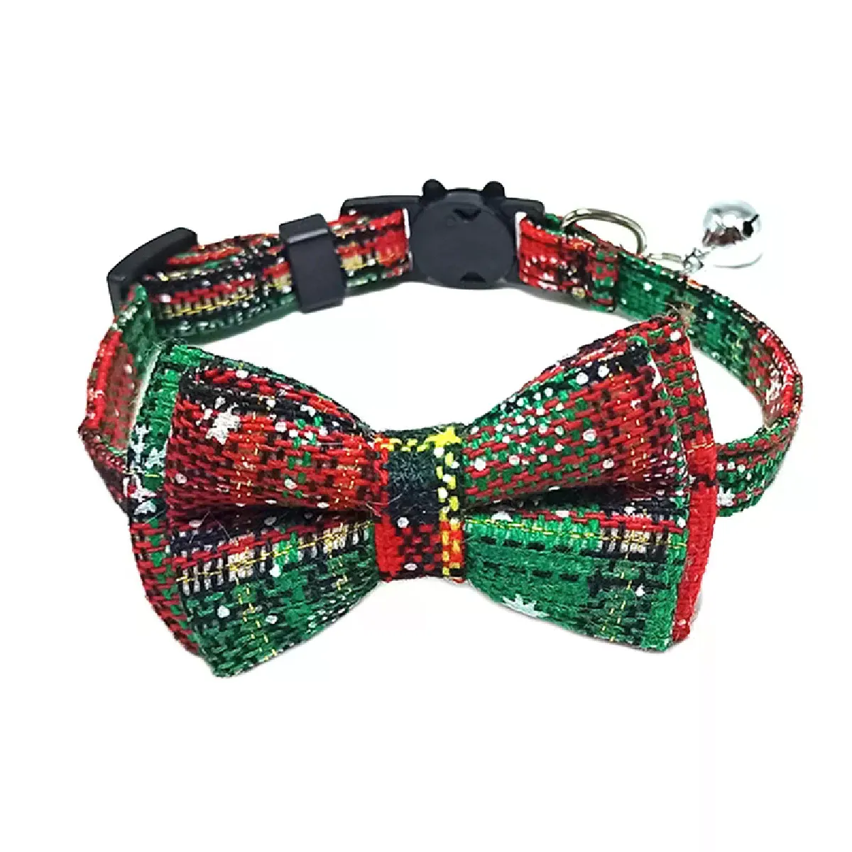 Collier pour chat Pet Breakaway nœud papillon et clochette mignon foulard de Noël rouge collier élastique réglable avec ceinture petite cloche pour chats~01618