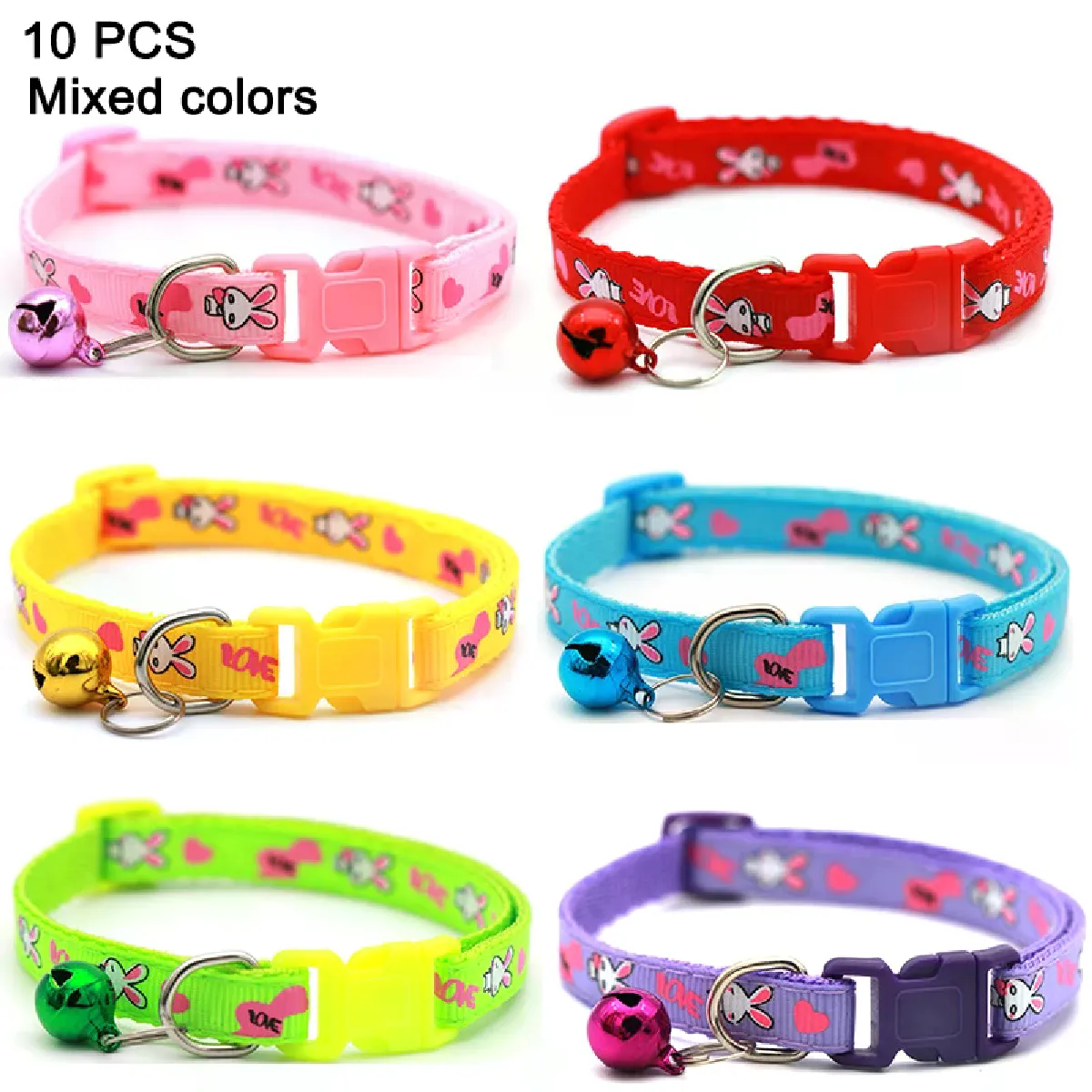 Meilleurs prix pour Lot de 10 colliers pour chat en gros, collier réglable avec clochette, collier coloré pour chat pour chiot et chat, livraison directe~00498