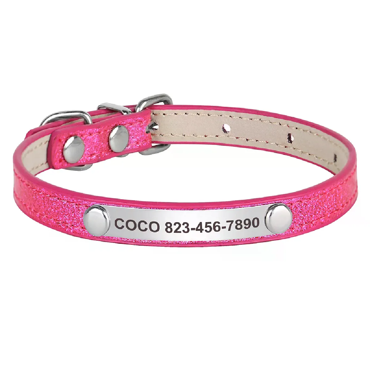 Meilleurs prix pour Collier personnalisé pour chat en cuir personnalisé, collier d'identification pour chiot et chaton gravé gratuitement, colliers pour animaux de compagnie pour petits chiens et chats~00031