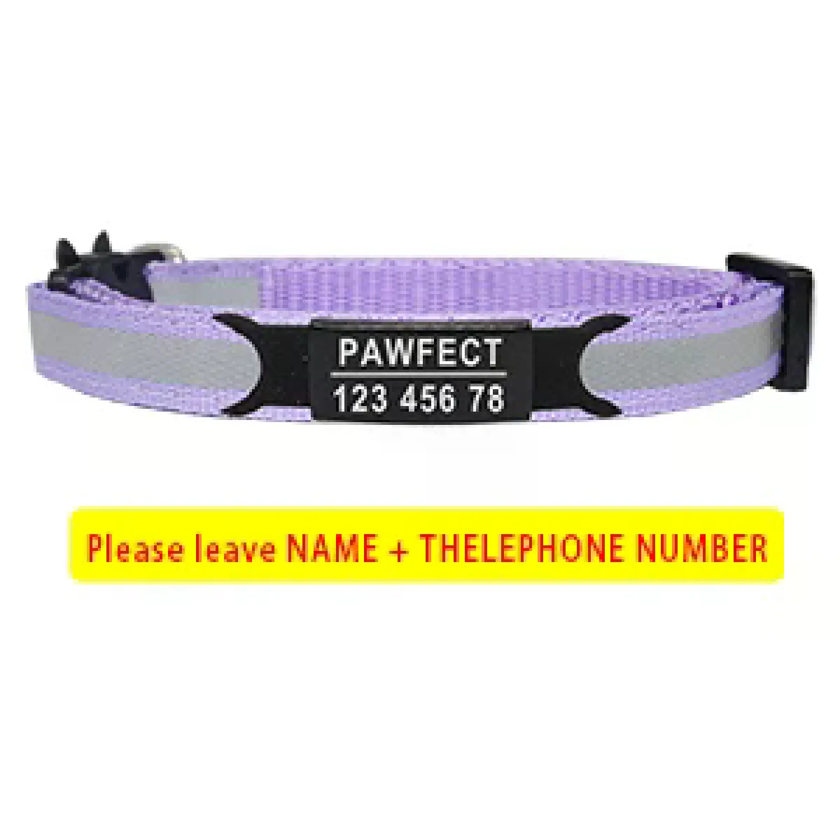 Collier de sécurité réfléchissant pour chat, réglable, personnalisé, identification gratuite, gravure, en nylon, pour chiots et chatons~00294