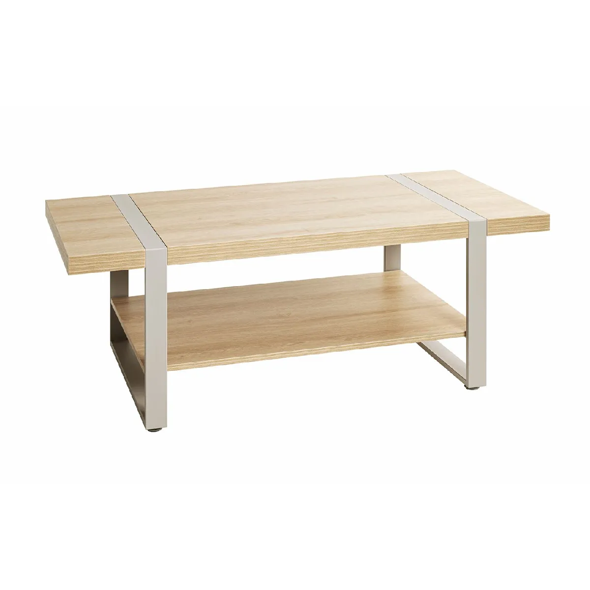 Meilleurs prix pour Table basse coloris Chêne naturel et métal gris - Longueur 120 x Profondeur 60 x Hauteur 45 cm