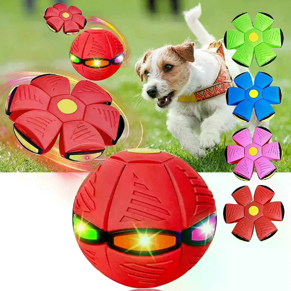 Meilleurs prix pour Jouet pour chien 2023 : balle magique en forme de soucoupe volante, durable, en caoutchouc souple, interactif, pour sports de plein air, équipement de dressage pour chiens~05448