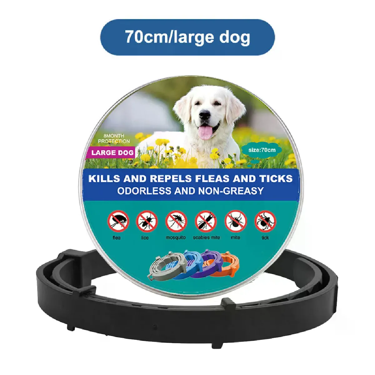 Nouveau collier pour chat, collier vétérinaire anti-puces et anti-tiques pour chiens et chats, collier antibactérien pour grands et petits chiens~00128
