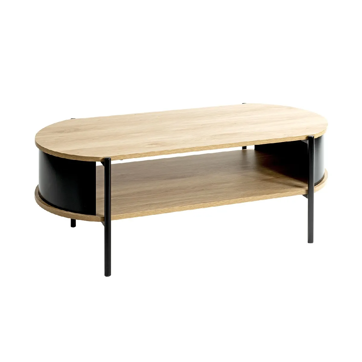 Comparer les prix de Table basse coloris Chêne/Noir- Longueur 100 x Hauteur 37 x Profondeur 54 cm