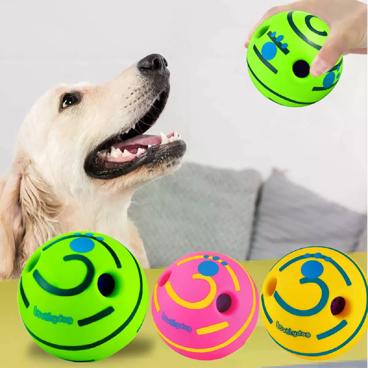Comparer les prix de Balle interactive pour chien, jouet amusant à mâcher avec sons de rire, jouet oscillant et remuant, balle de jeu pour chien, balle d'entraînement, jouets sportifs pour animaux de compagnie~05031