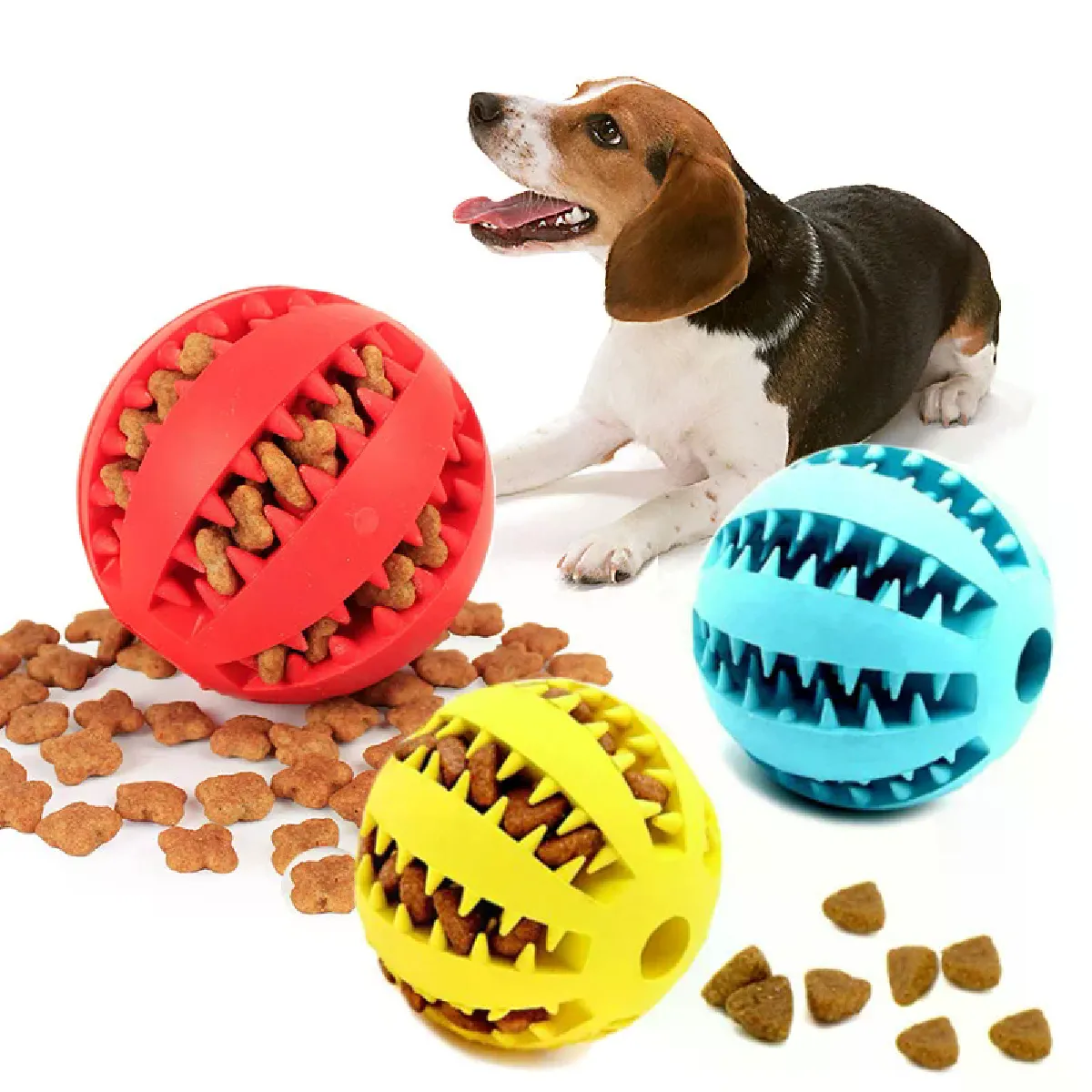 Meilleurs prix pour Jouets pour chiens, balles en silicone pour animaux de compagnie, jouets interactifs à mâcher résistants aux morsures, jouets pour chiens, nettoyage des dents, accessoires pour chiens~06934
