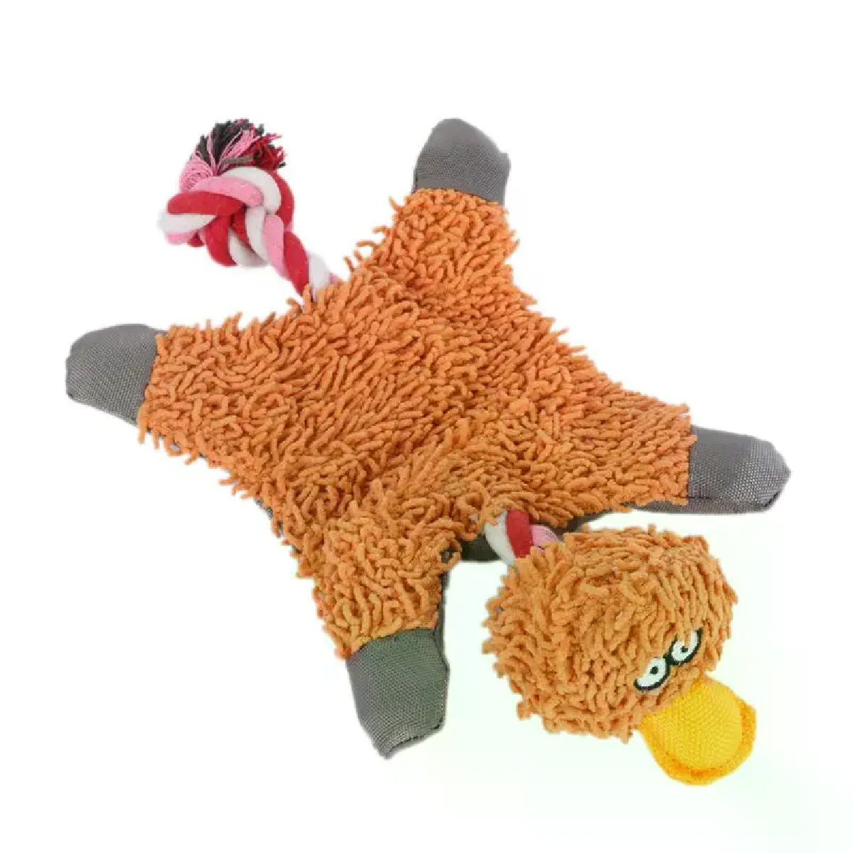 Meilleurs prix pour Magnifiques fournitures pour animaux de compagnie, adorable jouet en peluche Papa Duck avec corde, dents propres, résistant aux morsures, cadeau de Noël~05124