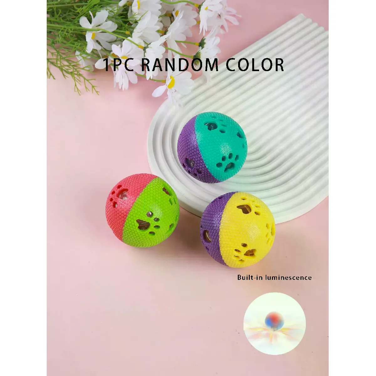 Meilleurs prix pour 1 jouet pour animaux de compagnie de couleur aléatoire, balles colorées, pas ennuyeux, entraînement interactif, sons ou lumières pour attirer les chiens~06822