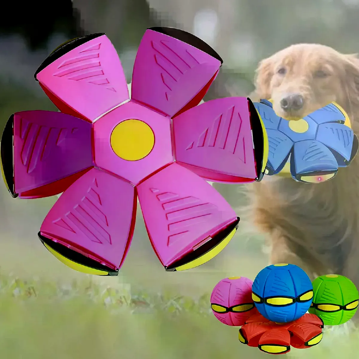 Meilleurs prix pour Jouets pour chiens soucoupe volante balle animal magique déformation OVNI jouet sports de plein air équipement de dressage de chien jeu pour chien disque volant~04289