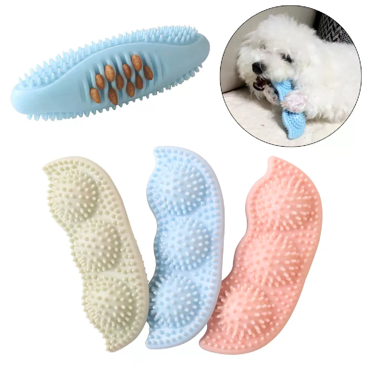 Comparer les prix de Jouet à mâcher pour chiots, nettoyage des dents, pour petits chiens, jouets pour animaux de compagnie, TPR, Chihuahua, Pomeranian, vente en gros, mascottes, accessoires, pois~04049