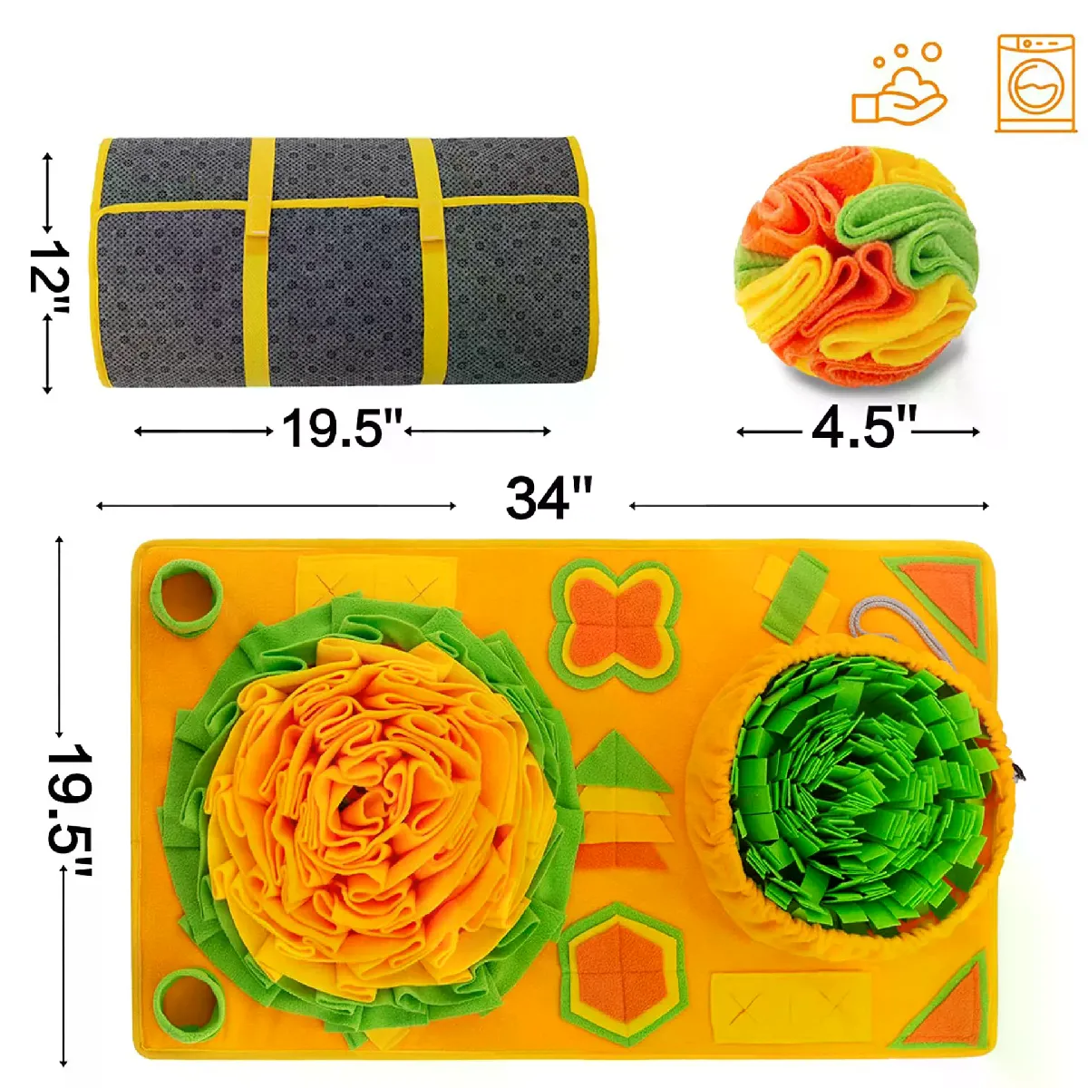 Meilleurs prix pour Tapis à renifler pour grands chiens, jouet puzzle, tapis redimensionnable pour manger lentement, tapis d'entraînement portable pour animaux de compagnie, pour les compétences de recherche de nourriture et la réduction du stress~06109