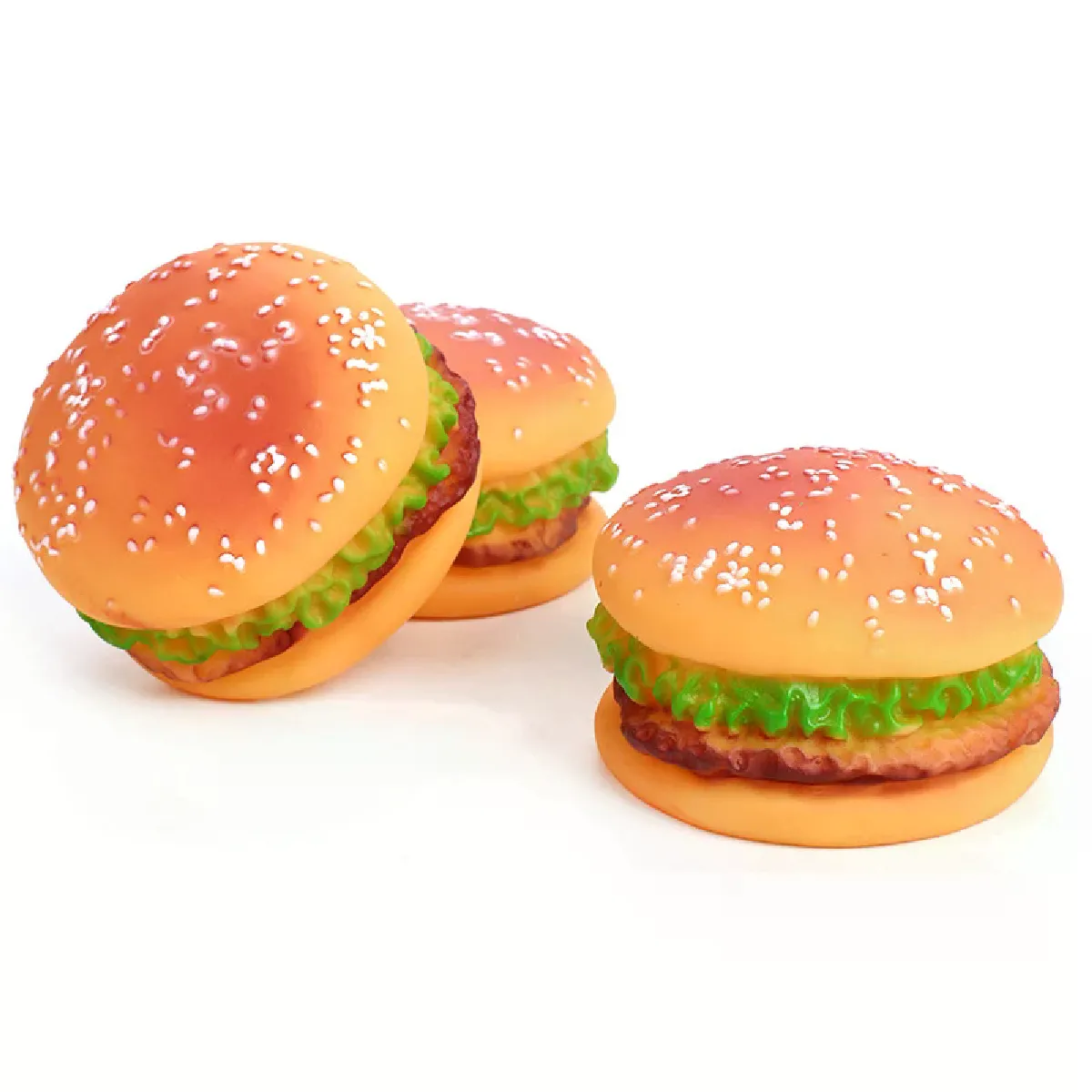 Comparer les prix de Jouets couineurs amusants en caoutchouc pour chiens et chats, jouets hamburger en silicone de qualité alimentaire, jeux de mastication pour chiots et chats~07728
