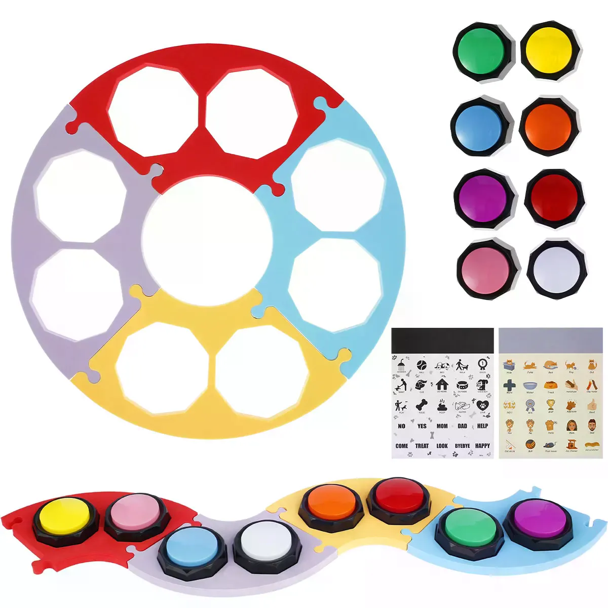 Comparer les prix de Bouton de conversation pour chien, jouet pour animaux de compagnie, bouton d'enregistrement vocal pour la communication, jouet de développement de l'intelligence pour le dressage des animaux de compagnie~05108