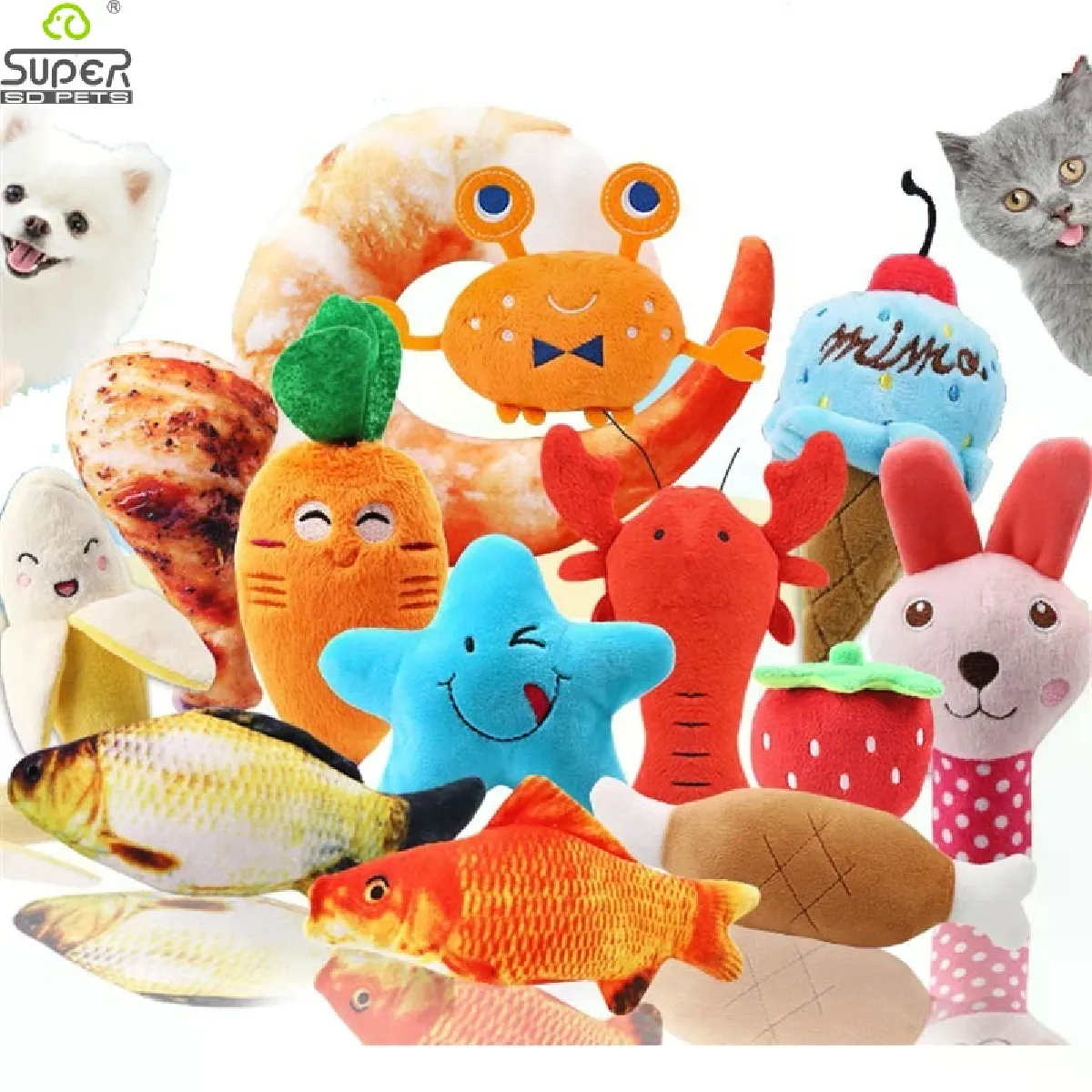 Comparer les prix de Lot de 10 jouets pour petits chiens, couleurs variées, à mâcher, couineur, en peluche, pour chiots et chats~04391