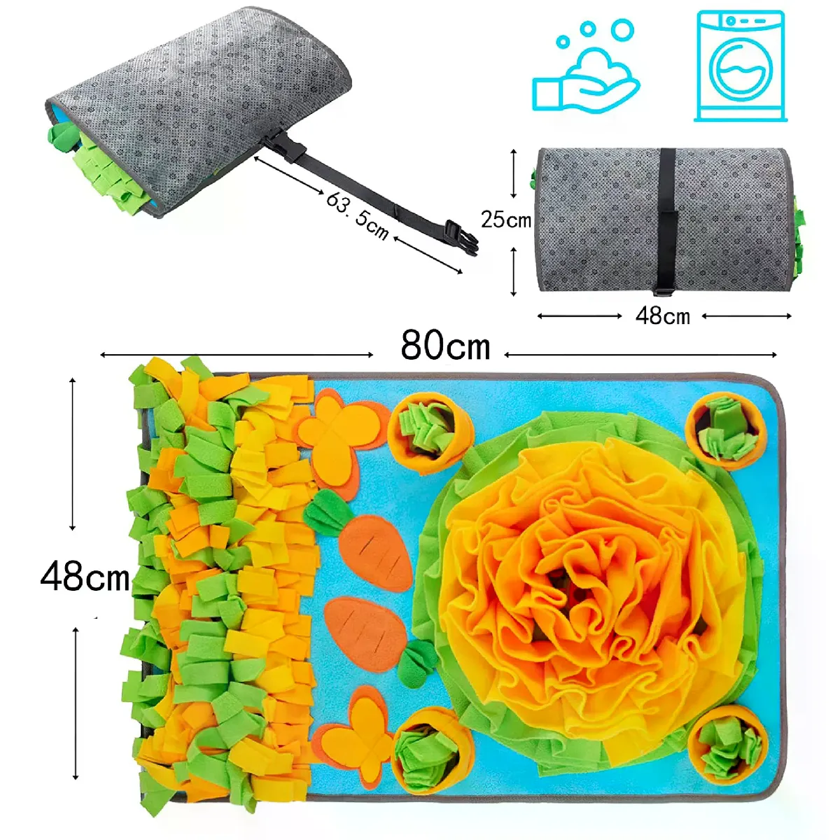 Comparer les prix de Tapis à renifler pour chiens, jeu d'alimentation interactif avec coussinet inférieur antidérapant, tapis d'alimentation pour friandises pour chiens, encourage les compétences naturelles de recherche de nourriture, jouet~07760