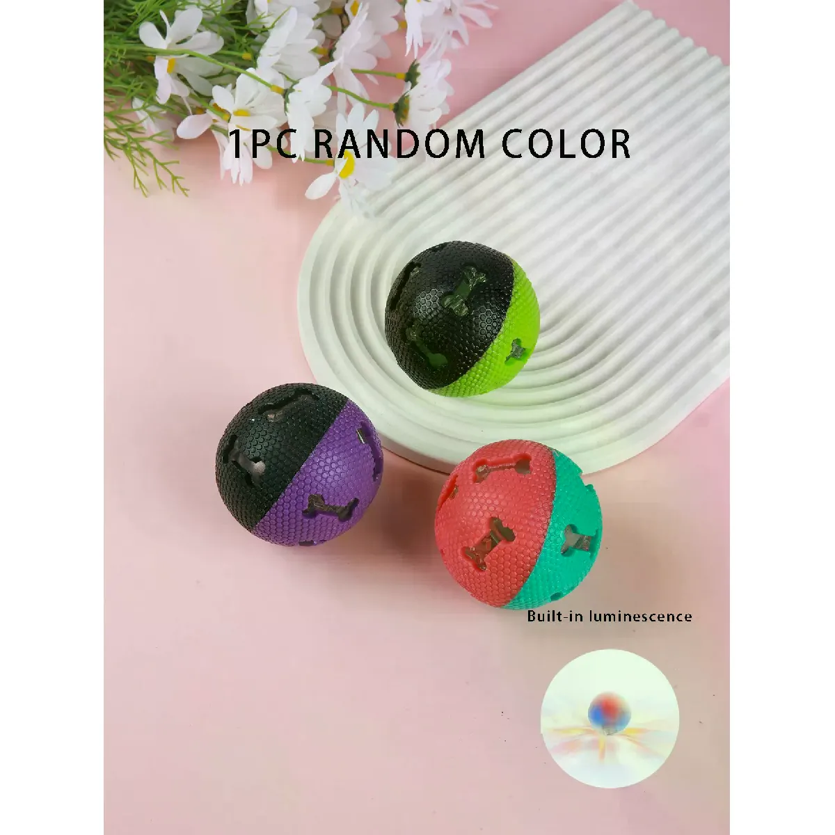 Meilleurs prix pour 1 jouet pour animaux de compagnie de couleur aléatoire, balles colorées, pas ennuyeux, entraînement interactif, sons ou lumières pour attirer les chiens~06824