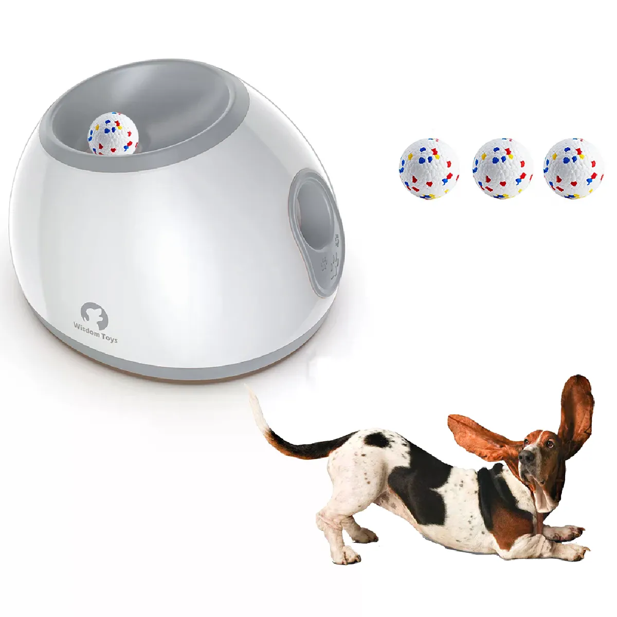 Comparer les prix de Lanceur de tennis automatique pour chiens, jouet pour lancer des balles, section de 3/6/9 m, avec 3 balles pour dressage canin.~07173