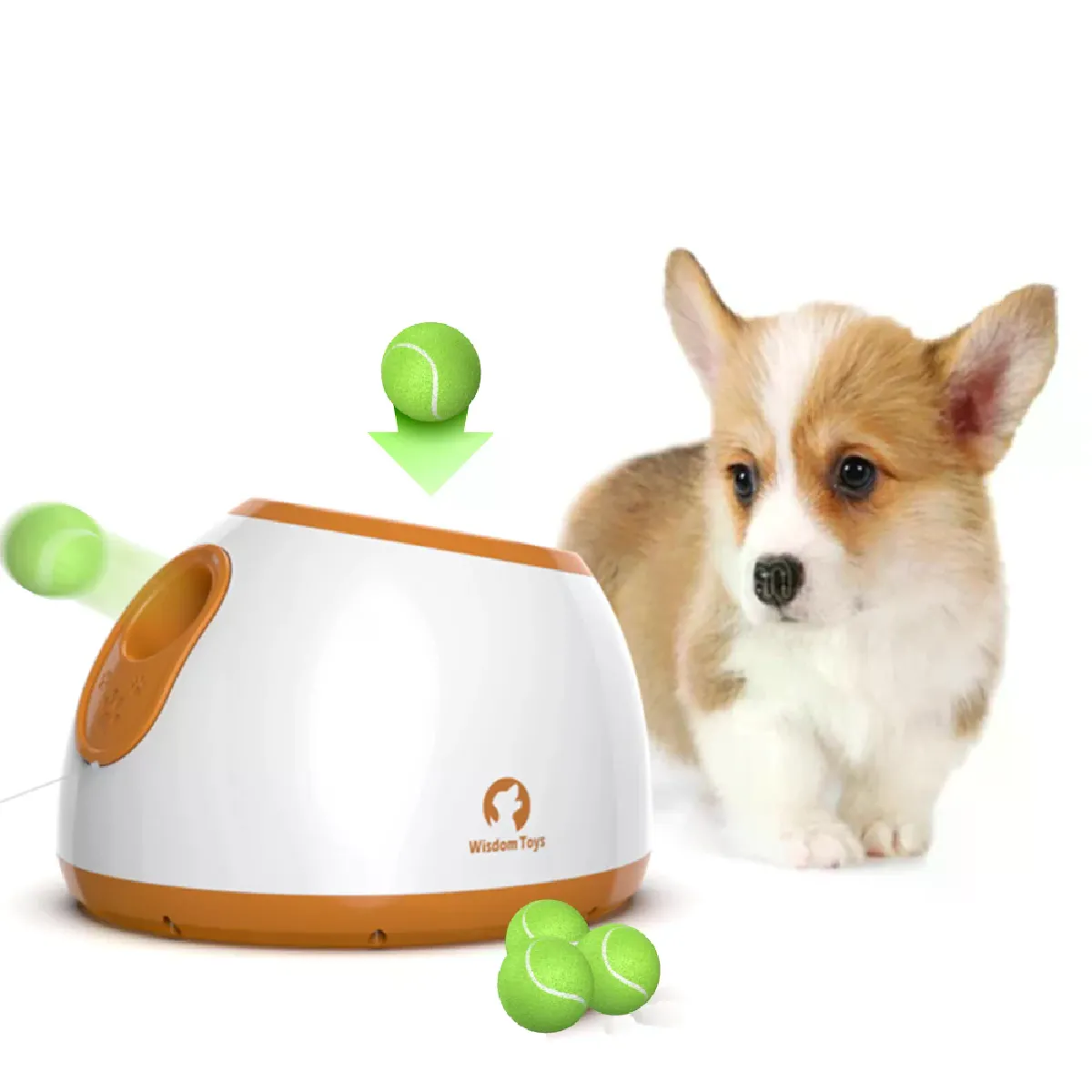 Comparer les prix de Lanceur de tennis automatique pour chiens, jouet pour lancer des balles, section de 3/6/9 m, avec 3 balles pour dressage canin.~07459