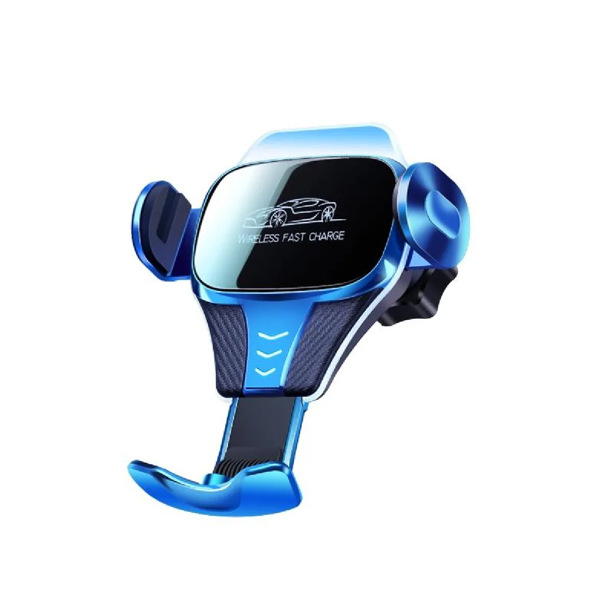 Chargeur Sans Fil Voiture Support Téléphone Gravité Induction Argenté Compact Bleu YONIS